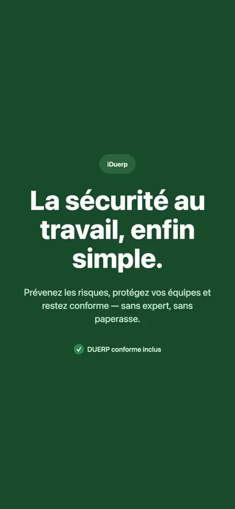 Écran d’accueil de l’application iDuerp
